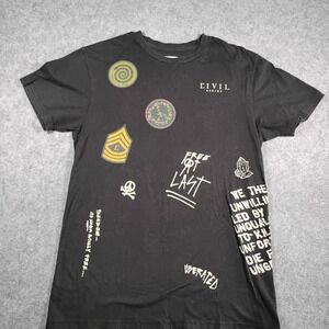Civil Regime Mens Black Multi Graphic Streetwear T-Shirt Size Medium